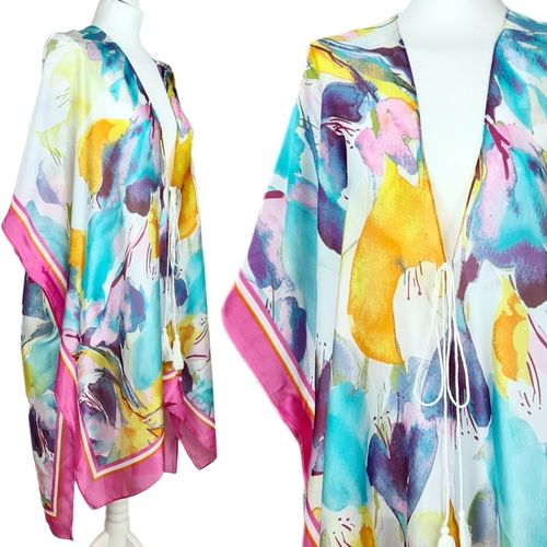 JEDWABNE PAREO CHUSTA TUNIKA PLAŻOWA BOHO KOLORY na Arena.pl