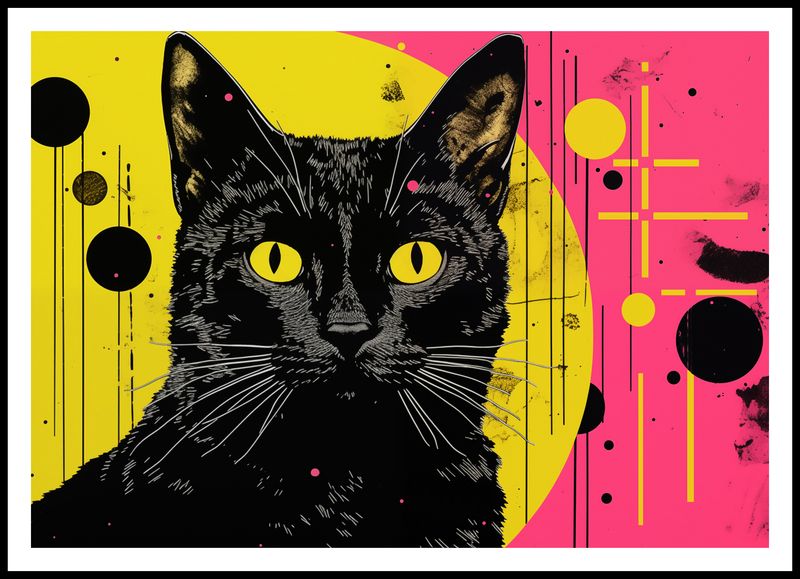 Plakat 100x70cm Neonowy Kocur zdjęcie 3