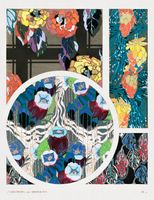 Plakat 50x65cm Kwiaty Art Deco v.2, Bénédictus Vintage do Salonu