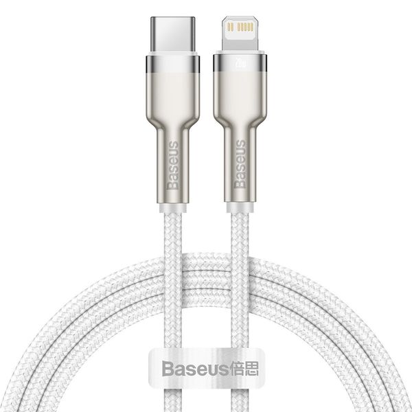 kabel usb-c do lightning baseus cafule, pd, 20w, 1m (biały) zdjęcie 2