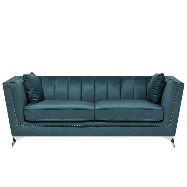 Sofa 3-osobowa welurowa lazurowa GAULA zdjęcie 1