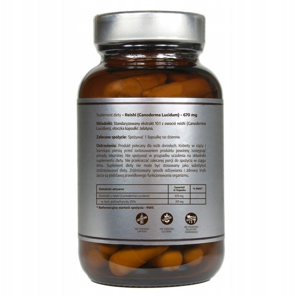 Grzyb Reishi - Ganoderma Lucidum - ekstrakt 670 mg Odporność Relaks Stres zdjęcie 3