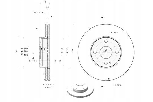 TARCZA HAM PRZOD 255X20 V BREMBO na Arena.pl