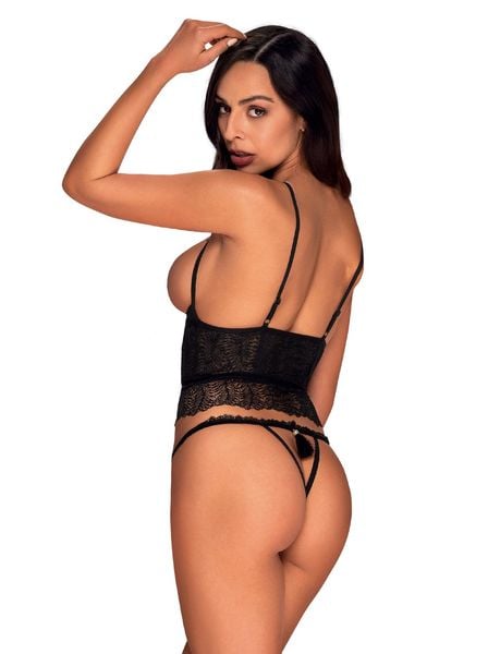 Romanesa gorset i stringi czarny - Obsessive L/XL zdjęcie 2