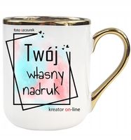 KUBEK Z WŁASNYM FOTO NADRUKIEM TWOIM ZDJĘCIEM LOGO FIRMY GRAFIKĄ ZŁOTY