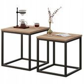 Stolik kawowy ława stół zestaw stolików 2w1 loft industrial jasny brąz 50cm