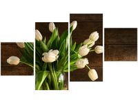 OBRAZ BUKIET JASNYCH TULIPANÓW KWIATY