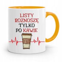 Kubek Żółty Dla Listonosza Listy Roznoszę Po Kawie Z Nadrukiem Ze Zdjęciem