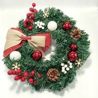 Wieniec Bożonarodzeniowy, Stroik z Kokardą, Ozdoba Świąteczna 30cm