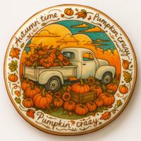 CIASTKO LUKROWANE BIG PUMPKIN HARVEST ROZ.XL KOŁO JESIEŃ RĘCZNIE ROBIONE