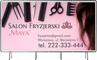 BANER REKLAMOWY 130x80cm SALON FRYZJERSKI dużo wzorów projekt w cenie