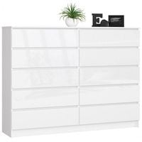 Komoda do sypialni, 10 szuflad, STILO, 160x40x121 cm, biel,  | TYLETEGOTU