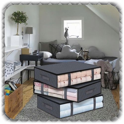 2x ORGANIZER NA POŚCIEL KOŁDRĘ POKROWIEC POJEMNIK Ubrania Pod Łóżko na Arena.pl