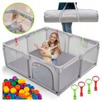 KOJEC DZIECIĘCY 150x180 cm PLAC ZABAW SUCHY BASEN + UCHWYTY I 50 PIŁEK