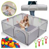 KOJEC DZIECIĘCY 150x180 cm PLAC ZABAW SUCHY BASEN + UCHWYTY I 50 PIŁEK