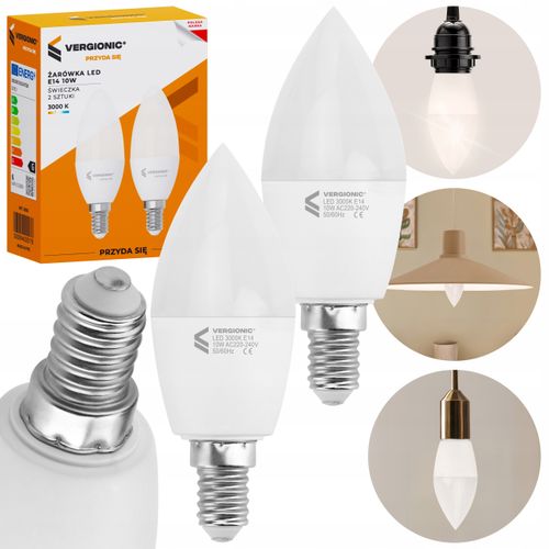 Żarówka LED E14 10W 3000K świeczka 2 szt. VERGIONIC na Arena.pl