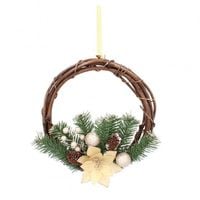 wieniec świąteczny wiszący  30 cm rattan złoty
