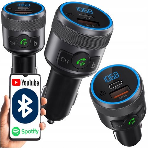 TRANSMITER FM BLUETOOTH USB TYP C QC 3.0 + PD BASS PD 20W na Arena.pl