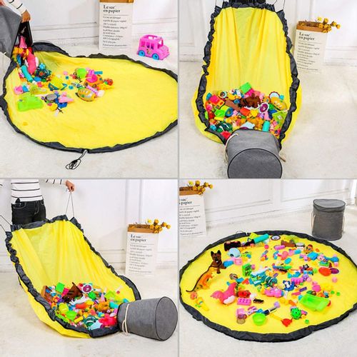 Kosz na zabawki DIXI szary z matą na klocki zabawki na Arena.pl