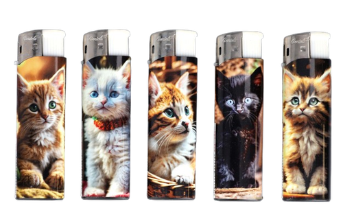 Zestaw 5 sztuk Klasycznych Zwykłych Zapalniczek Gazowych Piezo z Kotkami na Arena.pl