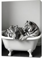 Obraz 70x100cm Vintage Artystyczny | Tygrysy | Portret Zwierząt Pop Art