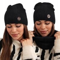 CZAPKA DAMSKA ZIMOWA NA ZIMĘ BEANIE CIEPŁA KOBIECA WYGODNA CZARNA 2736