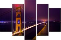 100CM 150CM OBRAZ 5 ELEM OŚWIETLONY GOLDEN GATE ZACH DISCHNER ŚCIENNY