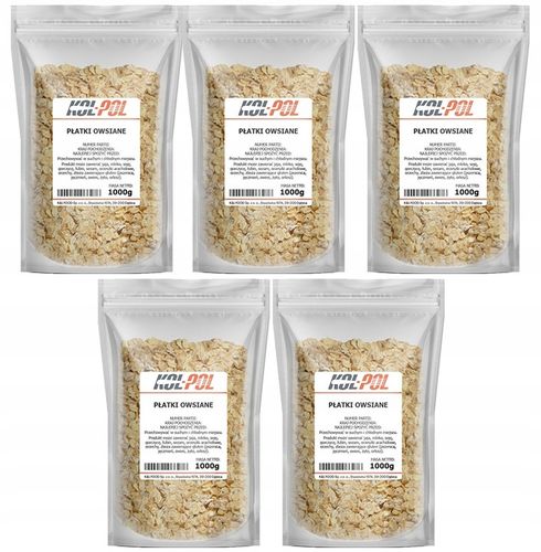 PŁATKI OWSIANE 5kg Naturalne śniadanie zdrowe dieta wysoka jakość Kol-Pol na Arena.pl