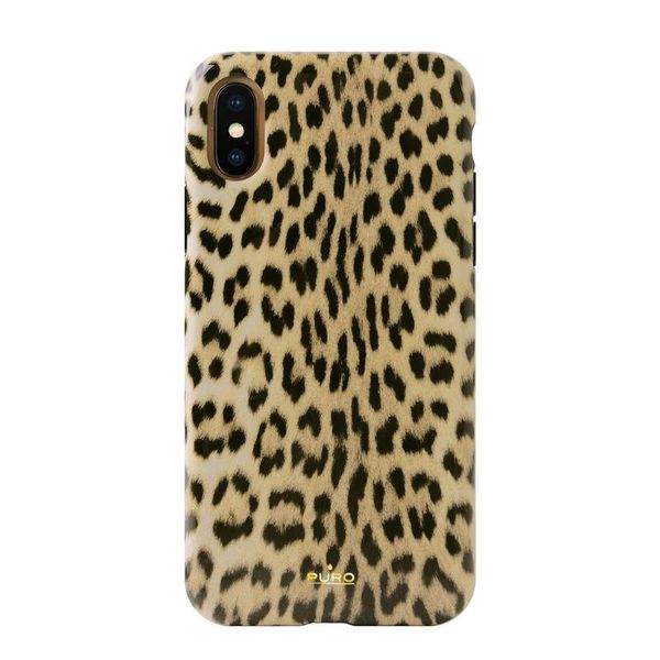 Puro Glam Cover Leopard Per IPhone XS Max - Custodia Anti-Shock Rosa, Design Italiano, Superficie Lucida