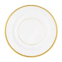 Talerzyki papierowe białe w złote zdobienia, 20 cm 6 szt.