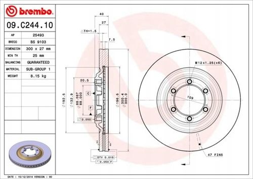 TARCZA HAM PRZOD 300X27 V BREMBO na Arena.pl