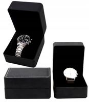 Czarny Organizer Pudełko Etui Na 1 Zegarek Skóra