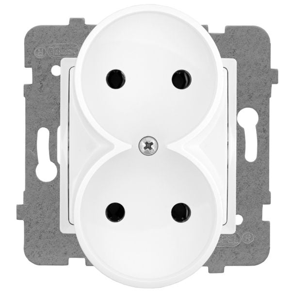 gniazdo podwójne b/u białe rosa - e+pl-57282 zdjęcie 1