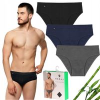 3x Bambusowe Slipy Męskie Majtki Slipki z Bambusa Gładkie MORAJ XL