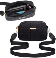 Czarna pikowana torebka skórzana na ramię torba damska ekoskóra