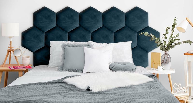 PANELE TAPICEROWANE PLASTER MIODU Heksagon GRANATOWY 35cm x 40cm zdjęcie 6