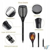 Duża lampa ogrodowa led solar z efektem płomienia