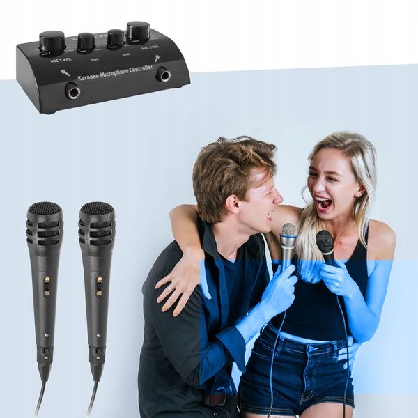 Kompletny ZESTAW DO KARAOKE 2 mikrofony mikser zdjęcie 8
