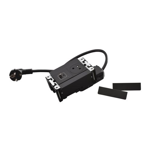 Gniazdo meblowe do blatu MULTILINK, wyposażone 2P+Z/USB A+C z przewodem 2m - CZARNY Legrand 654773 na Arena.pl