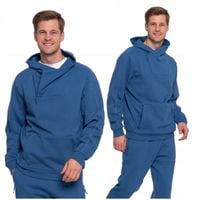 Bawełniana Ocieplana Dresowa Bluza Męska Zamek Stójka MORAJ NIEBIESKA XXL