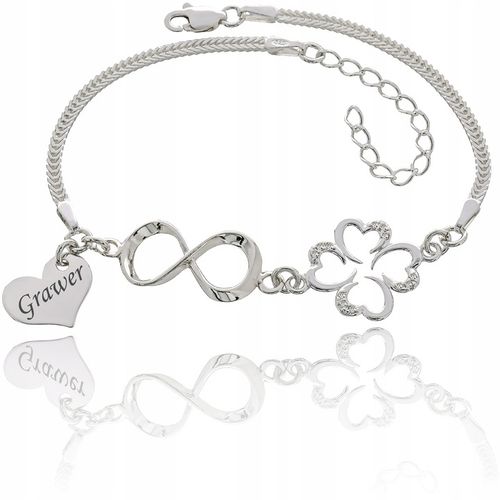 Bransoletka srebrna Koniczynka Infinity Serce na Arena.pl
