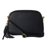 Listonoszka trzy komory frędzelek, złote okucia Vera Pelle Czarna VP3KZN