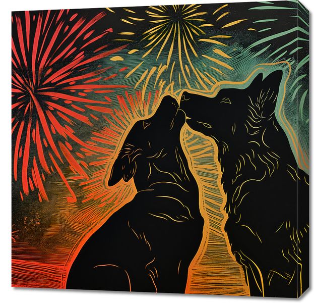 Obraz 70x70cm Psi Uścisk zdjęcie 1