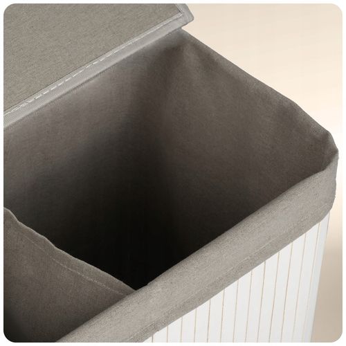 BAMBUSOWY KOSZ NA PRANIE BIELIZNĘ DUŻY POJEMNIK Z POKRYWĄ 2 KOMORY 100L na Arena.pl