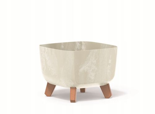 Doniczka kwadratowa na nóżkach GRACIA DGQL240E | Kremowy na Arena.pl