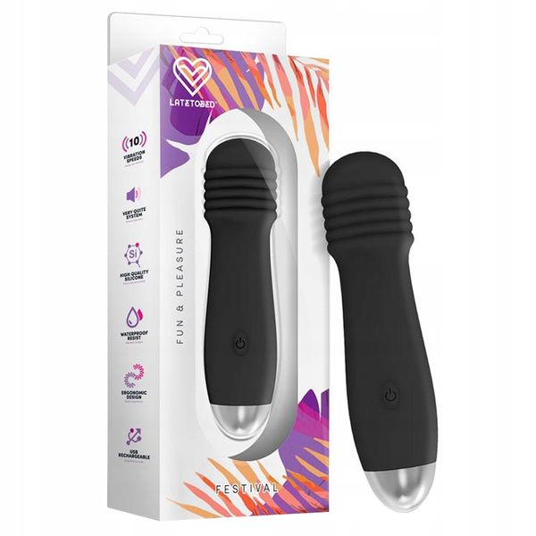 Wibrator mini wand, 10 wibracji. Dyskretny gadżet. Czarny. zdjęcie 1