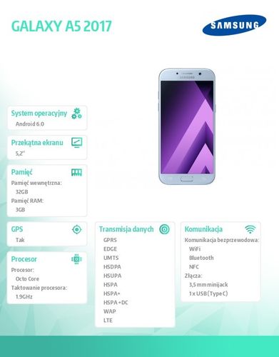 Samsung GALAXY A5 2017 BLUE na Arena.pl