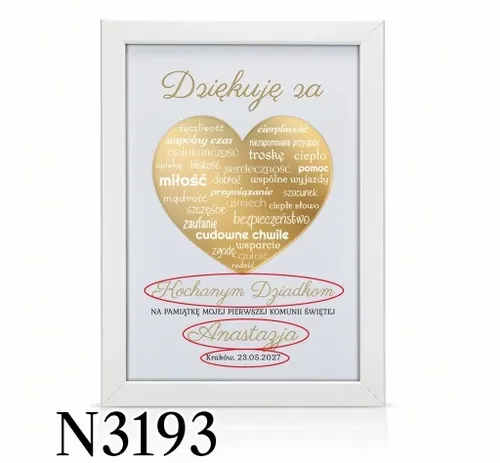 Podziękowania KOMUNIA Św DLA CHRZESTNYCH RAMKA 3D DZIADKÓW PREZENT obraz na Arena.pl