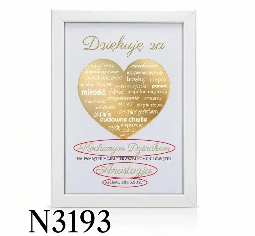 Podziękowania KOMUNIA Św DLA CHRZESTNYCH RAMKA 3D DZIADKÓW PREZENT obraz zdjęcie 9