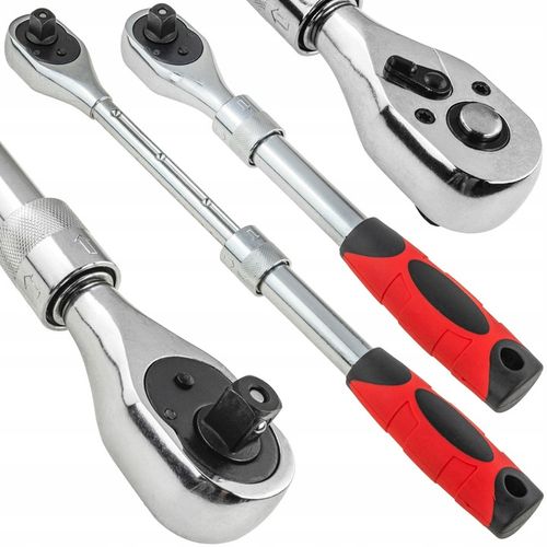 ZESTAW 3 GRZECHOTEK TELESKOPOWYCH 1/2" 1/4" 3/8" 72T REGULOWANA DLUGOŚĆ na Arena.pl